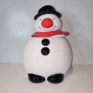 Vintage Musical Snowman Cookie Jar Plays White X'Mas Music Never Used